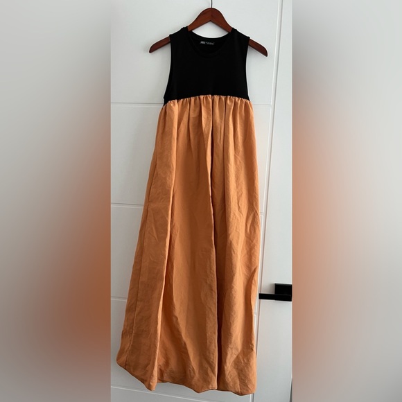 Zara orange and black sleeveless maxi dress - Picture 1 of 6